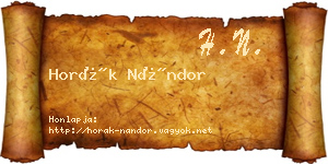 Horák Nándor névjegykártya